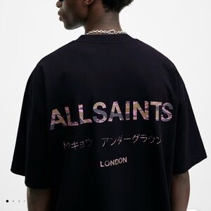 All Saints Black Camo Graphic Tee Size M *Rare*